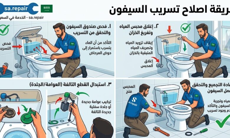 أفضل طريقة اصلاح تسريب السيفون