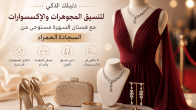 تنسيق المجوهرات مع فستان السهرة بأسلوب فاخر