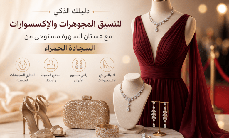 تنسيق المجوهرات مع فستان السهرة بأسلوب فاخر