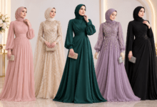 فساتين سهرة للمحجبات بتصاميم أنيقة ومحتشمة